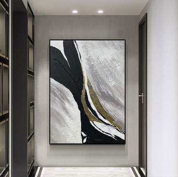 Blanco y negro abstracto 05 arte de pared textura minimalista Pinturas al óleo